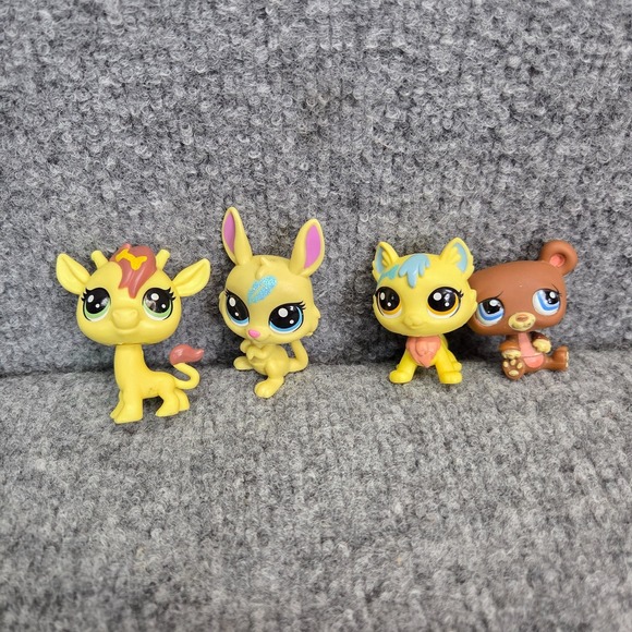 Hasbro Other - Lot of 4 Littlest Little Pet Shop Authentic Rabbit Bear Giraffe Jimbo Lucky Cat